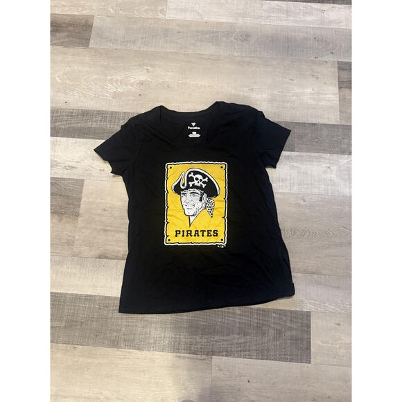 Pittsburgh Pirates Shirt Womens Large Black Yellow MLB Baseball Fanatics Tee - Picture 1 of 7